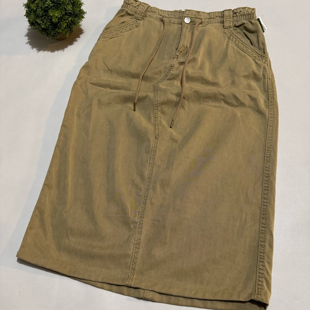 Maurices NWT Long Modest Paper Bag‎ Waist Midi Skirt Size 4 Tan Khaki Safari
